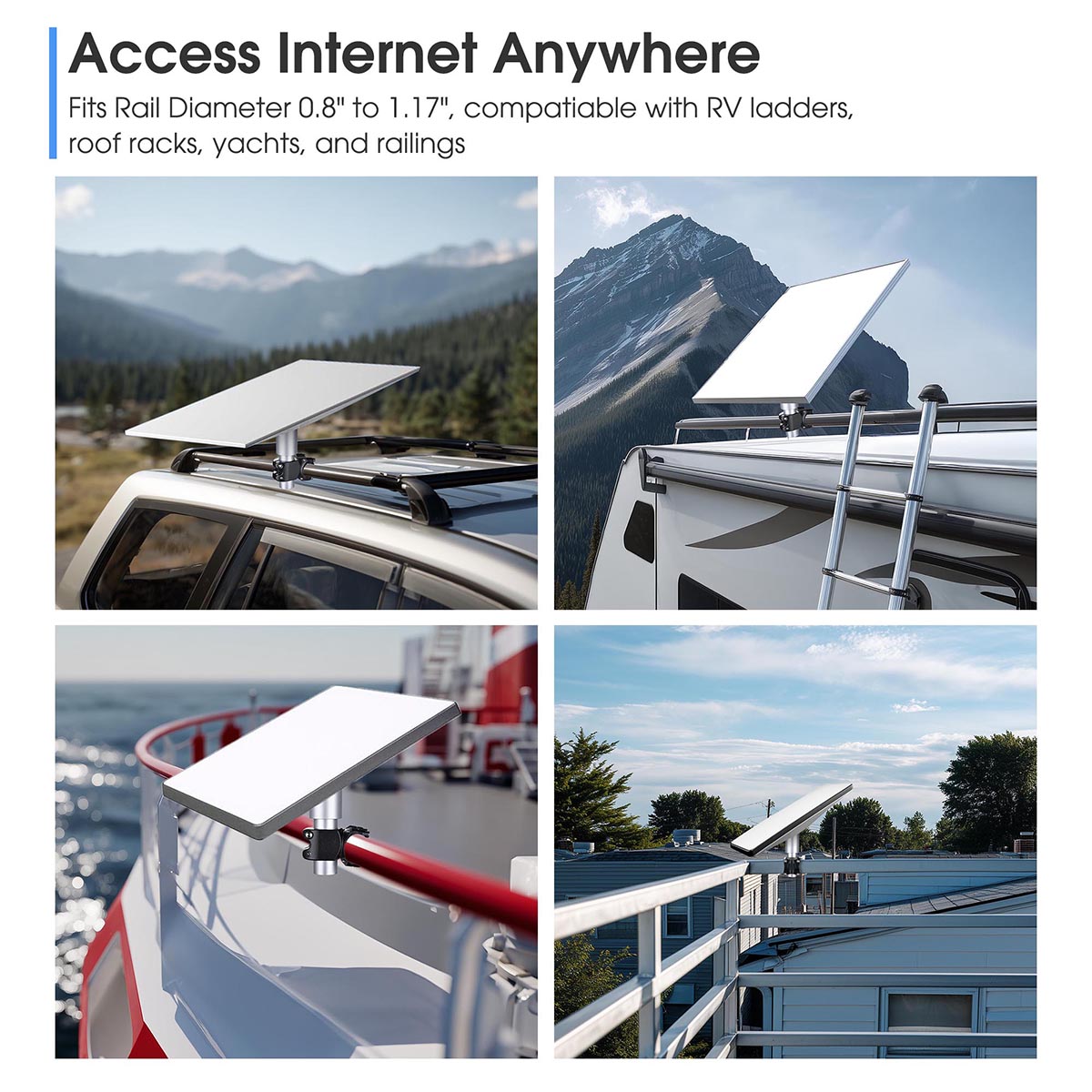 For Starlink Mount for Mini Dish to Poles, RV Ladders, Railings, Racks - xlinkcore