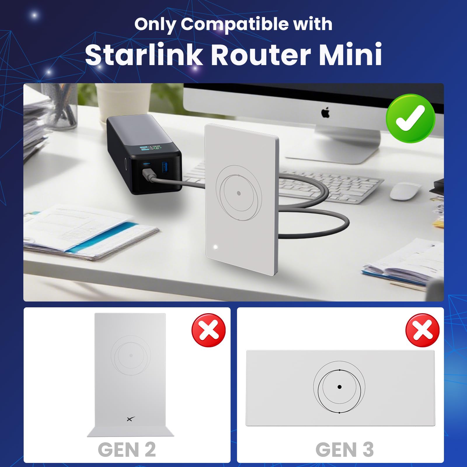 For Starlink Router Mini Cable 2 Pack (1FT 6.5FT) USB C to DC Power Cable Compatible with Mini Router, Plug and Play PD 9V Compatible Replacement for Starlink Internet Kit - xlinkcore