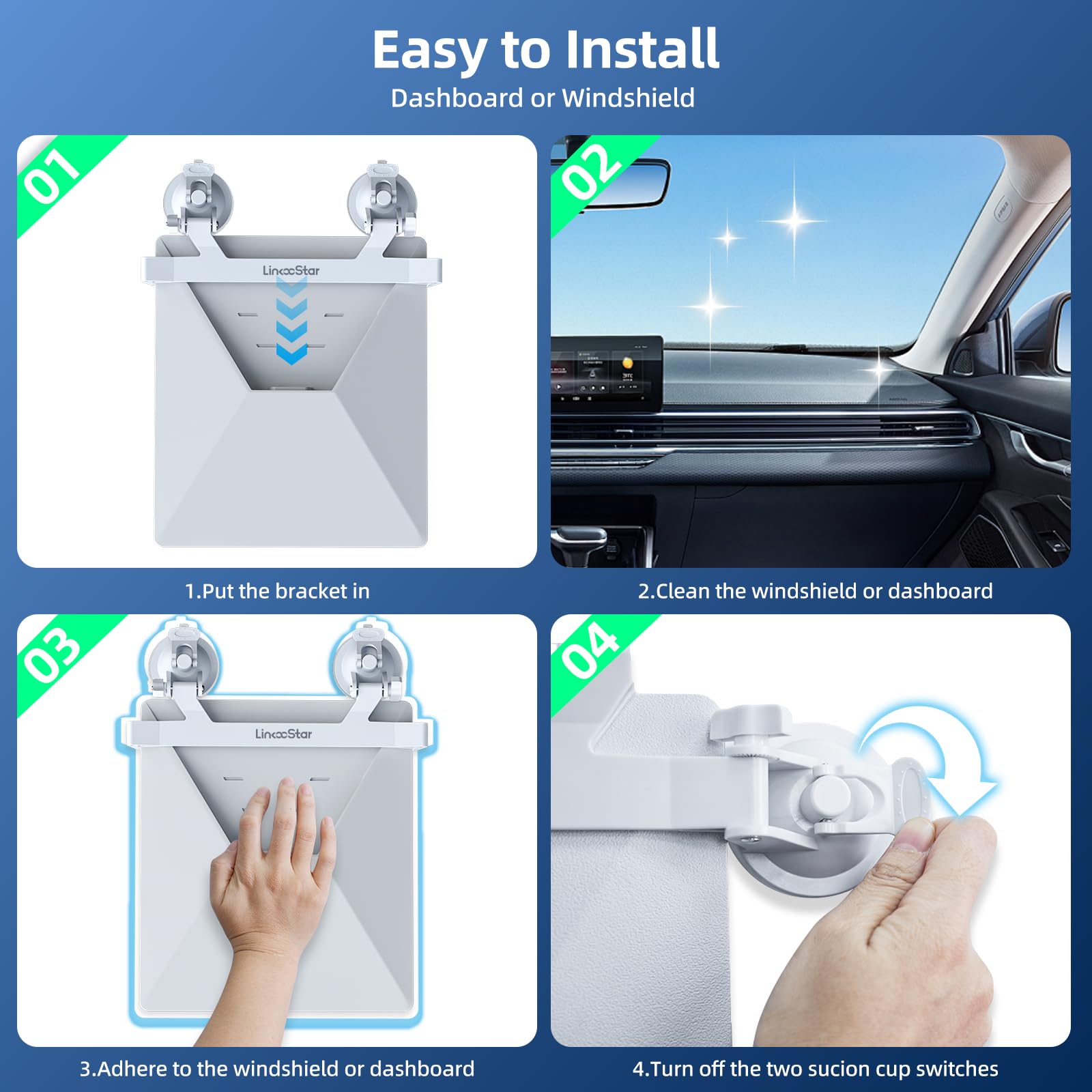 For Starlink Mini Car Mount for Dashboard, Starlink Mini Suction Cup Mount for Dashboard & Windshield, Secure Mounting Kit for Most Vehicles and Ensures Stable Driving and Satellite Signal - xlinkcore
