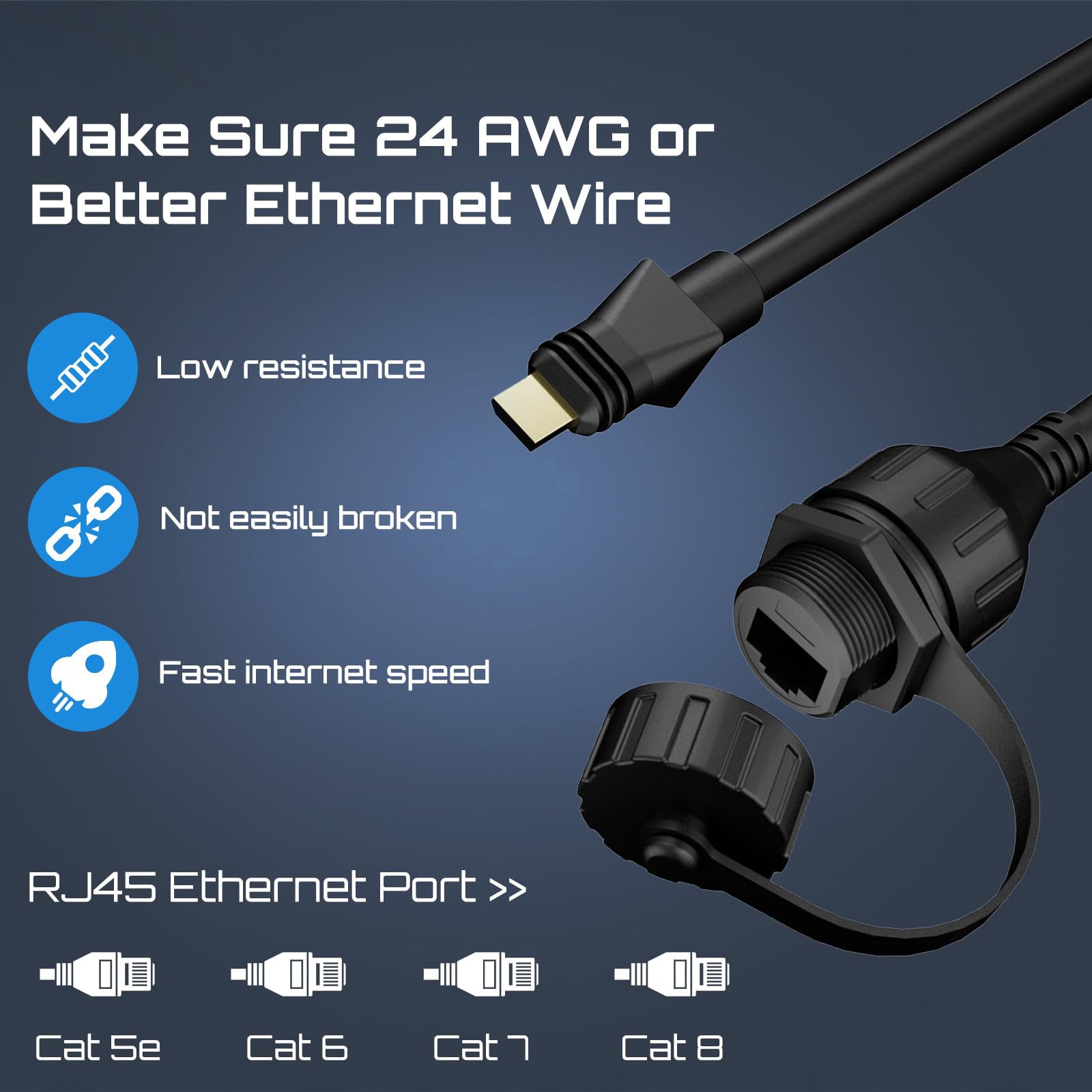 (2 Pack) For Starlink Ethernet Adapter Cable Enterprise Extension to RJ45 Cable, Starlink Cable 23AWG Waterproof SPX-RJ45 Coupler with End Caps - xlinkcore