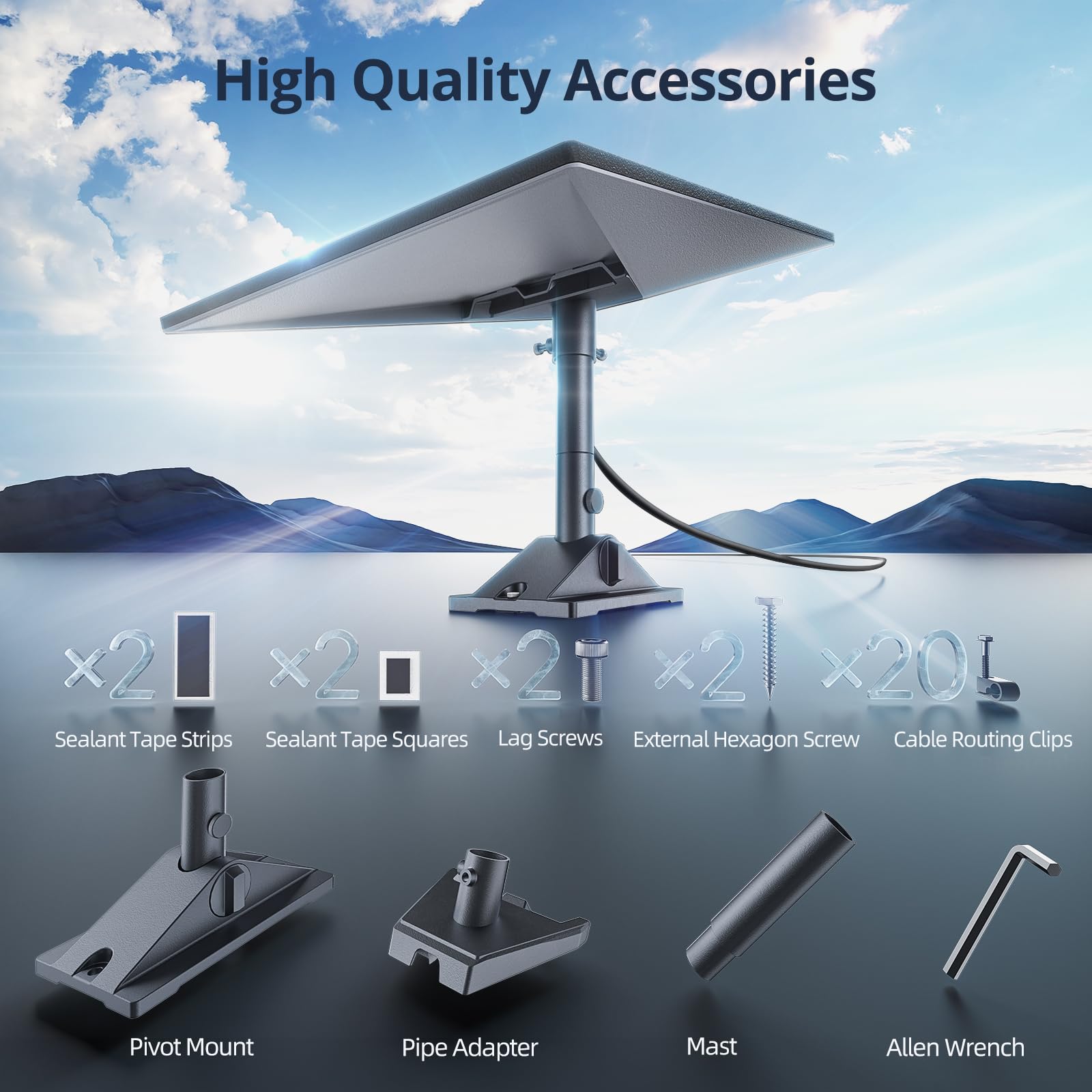 Starlink Gen 3 Mount, Starlink Pivot Mount with Pipe Adapter and Mast, Swiveling Mechanism Design, Standard Gen 3 Mount for Slanted, shingled Roofs, Easy to Install and Adjust. - xlinkcore