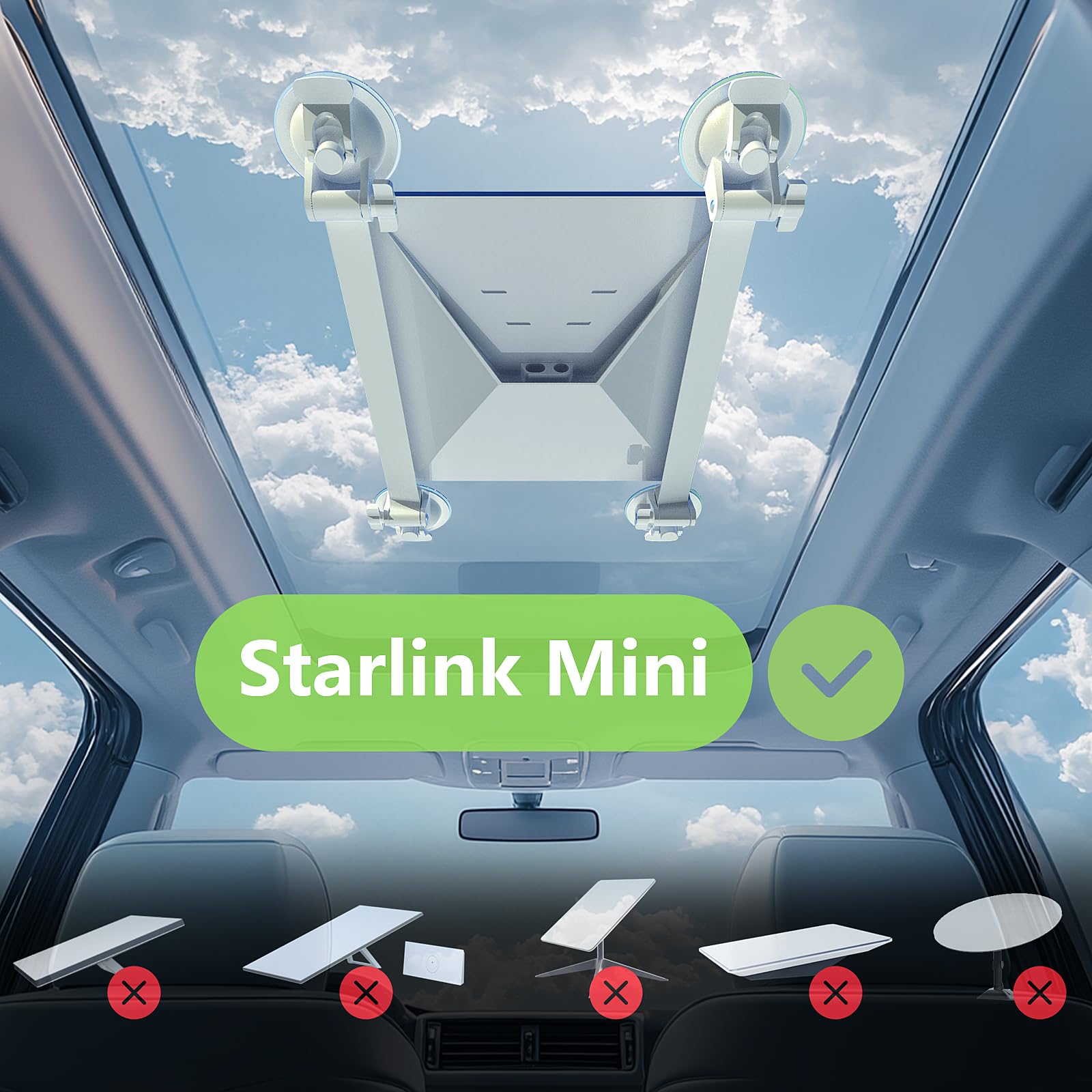 For Starlink Mini Mount, Car Roof Mount with 4 Strong Suction Cups, Adjustable and Durable Mounting Bracket for Starlink Mini - Ensure Stable Satellite Signal for RV, Roof, Wall, Boat, and Outdoor Use - xlinkcore