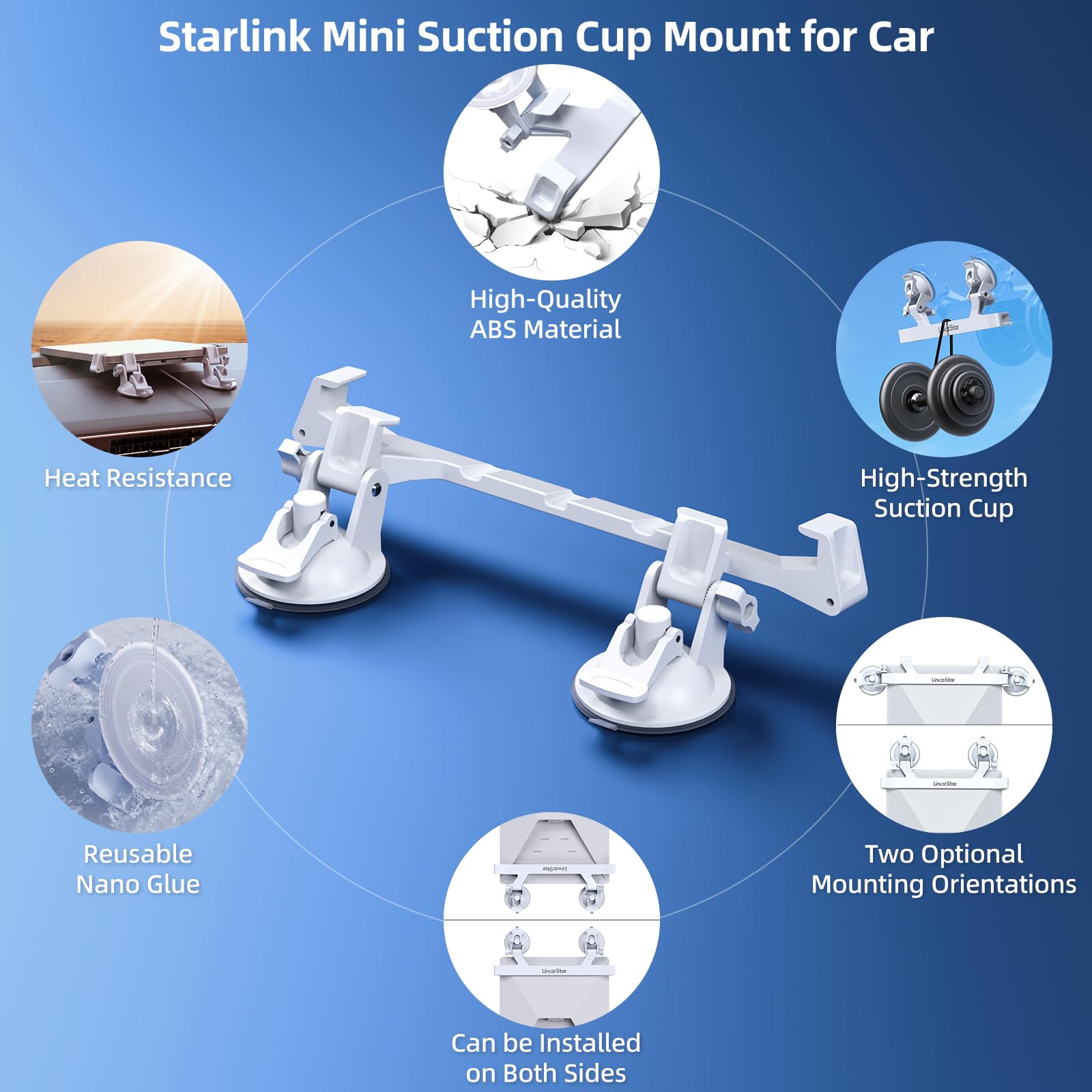 For Starlink Mini Car Mount for Dashboard, Starlink Mini Suction Cup Mount for Dashboard & Windshield, Secure Mounting Kit for Most Vehicles and Ensures Stable Driving and Satellite Signal - xlinkcore