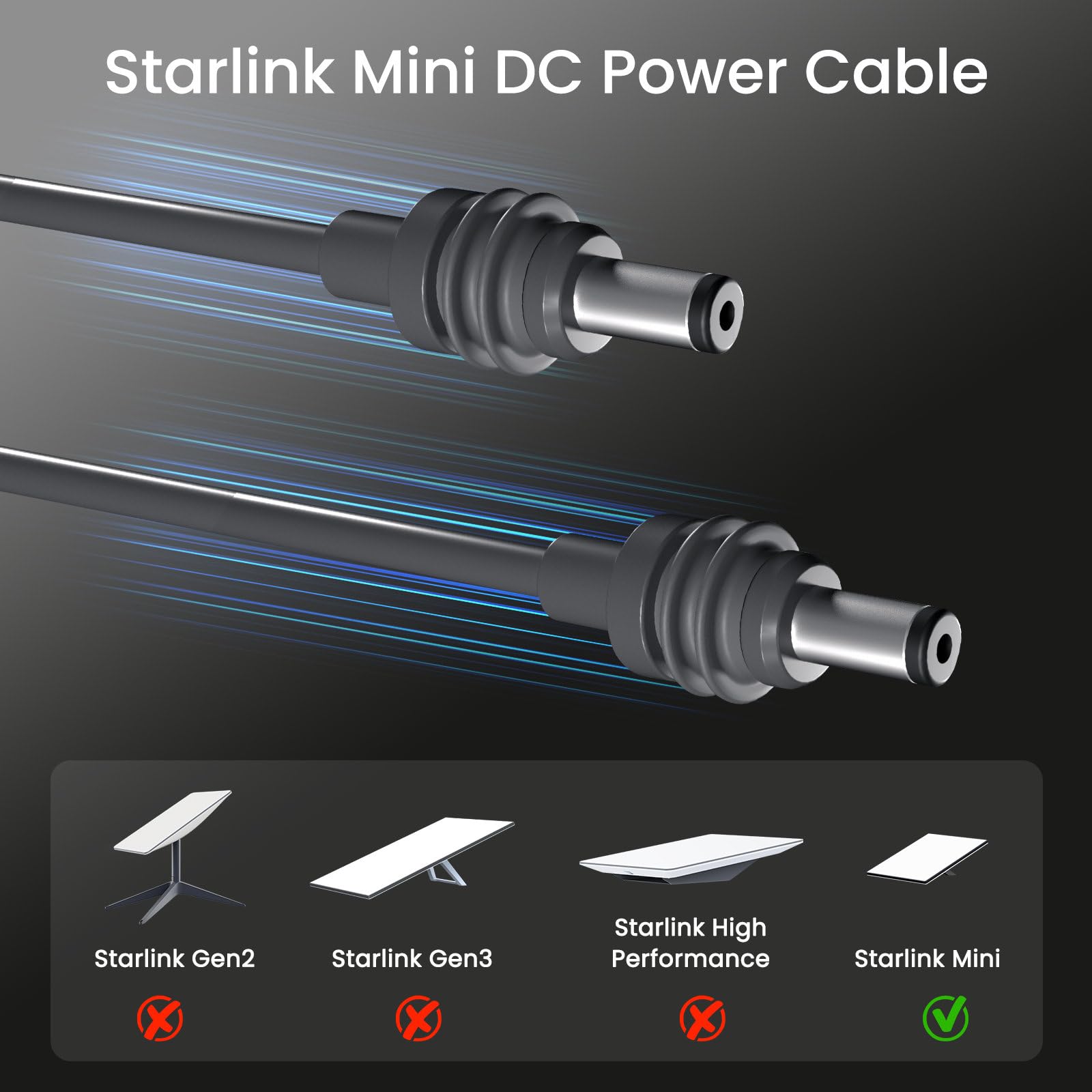 For Starlink Mini Cable -  Waterproof DC Power Replacement Cable for Starlink Mini  Gray - xlinkcore