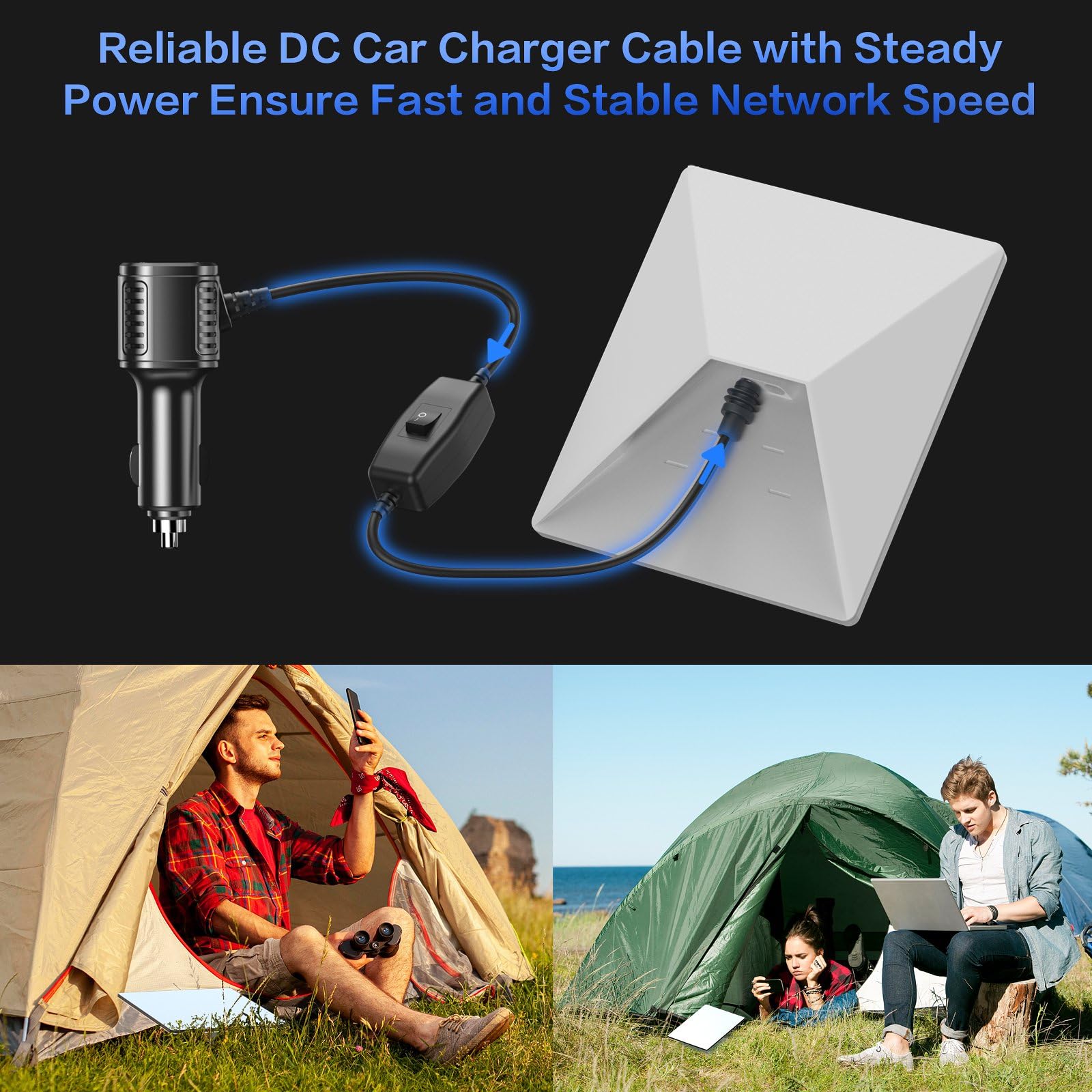 For Starlink Mini Cable, 3 in 1 Starlink Mini Car Charger DC Power Cable+ Cigarette Lighter Adapter 12V-48V with Digital Display USB C PD & USB A Ports for Trucks Cars 10FT - xlinkcore