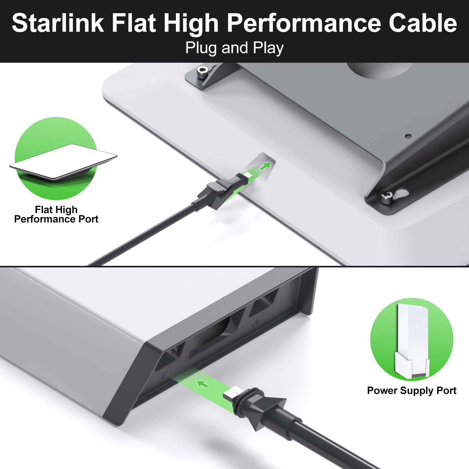 For Starlink Flat High Performance Cable 75FT/23M, Replacement FHP Power Cord linkoostar Cable for Starlink Waterproof Extension Flat High Performance Gen 2 Accessories - xlinkcore