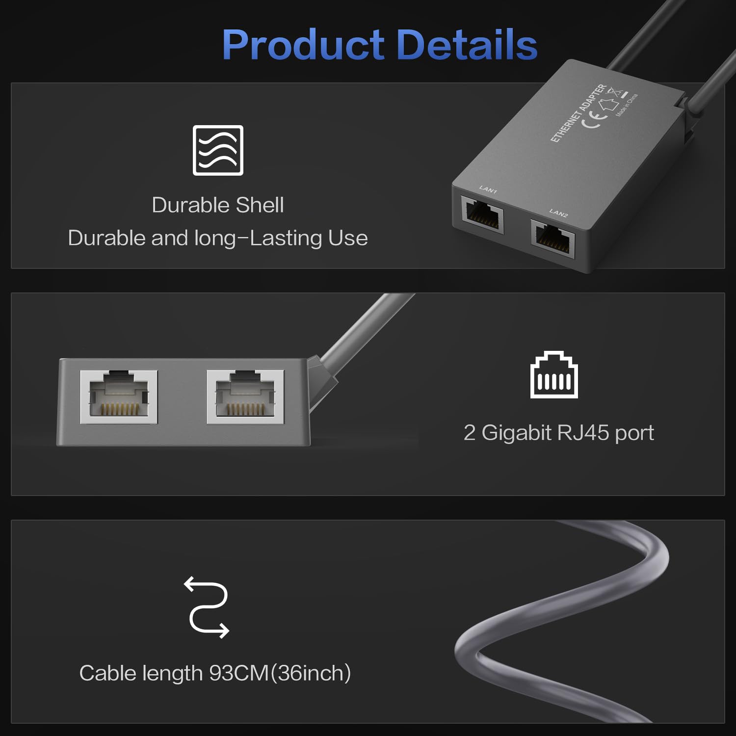 For Starlink Ethernet Adapter for Starlink Gen2 Wired External Network,Dual Ports Starlink Gen2 Ethernet Adapter Up to 1 Gbps High-Speed Ntworking - xlinkcore