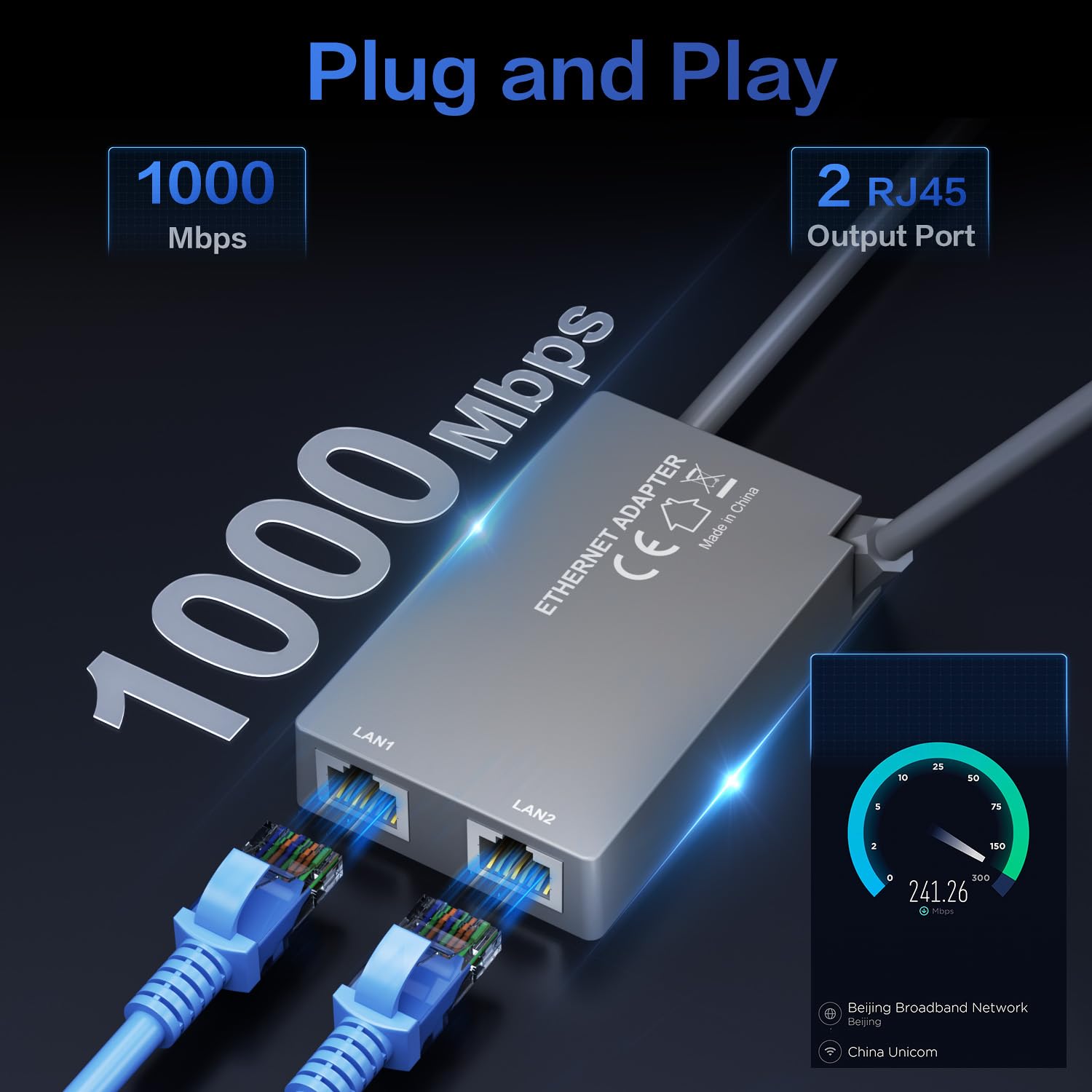 For Starlink Ethernet Adapter for Starlink Gen2 Wired External Network,Dual Ports Starlink Gen2 Ethernet Adapter Up to 1 Gbps High-Speed Ntworking - xlinkcore