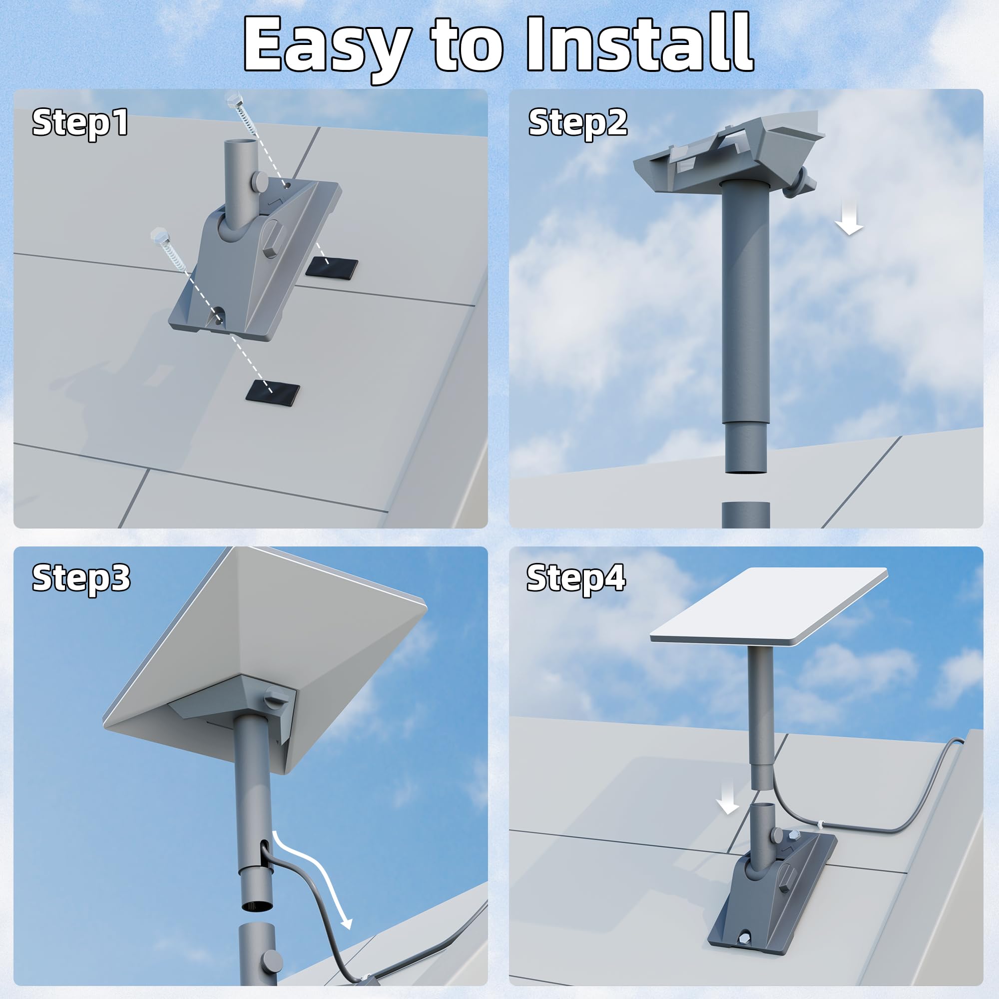 For Starlink Mini Roof Mount Adjustable Starink Mini Home Mount Heavy Duty Pole Mounting with Adjustable Tilt 90 for Better Signal - xlinkcore
